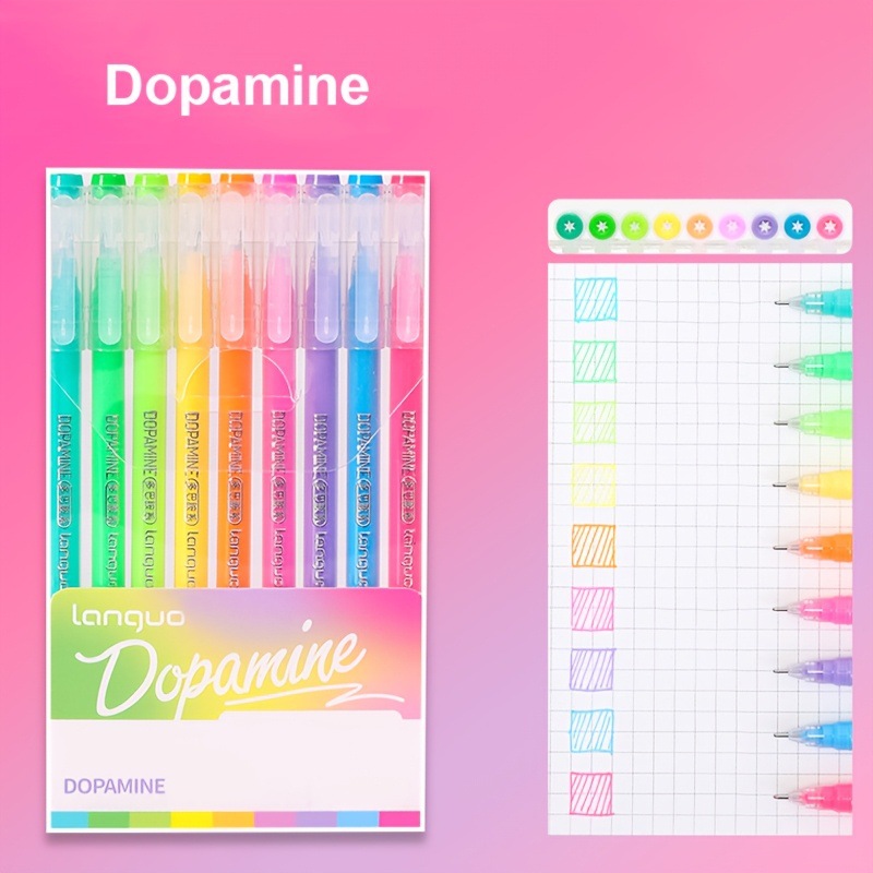 Dopamine 9PCS/Set Languo Dopamine Gel Pen Set - Vibrant Multi-Color Writing
