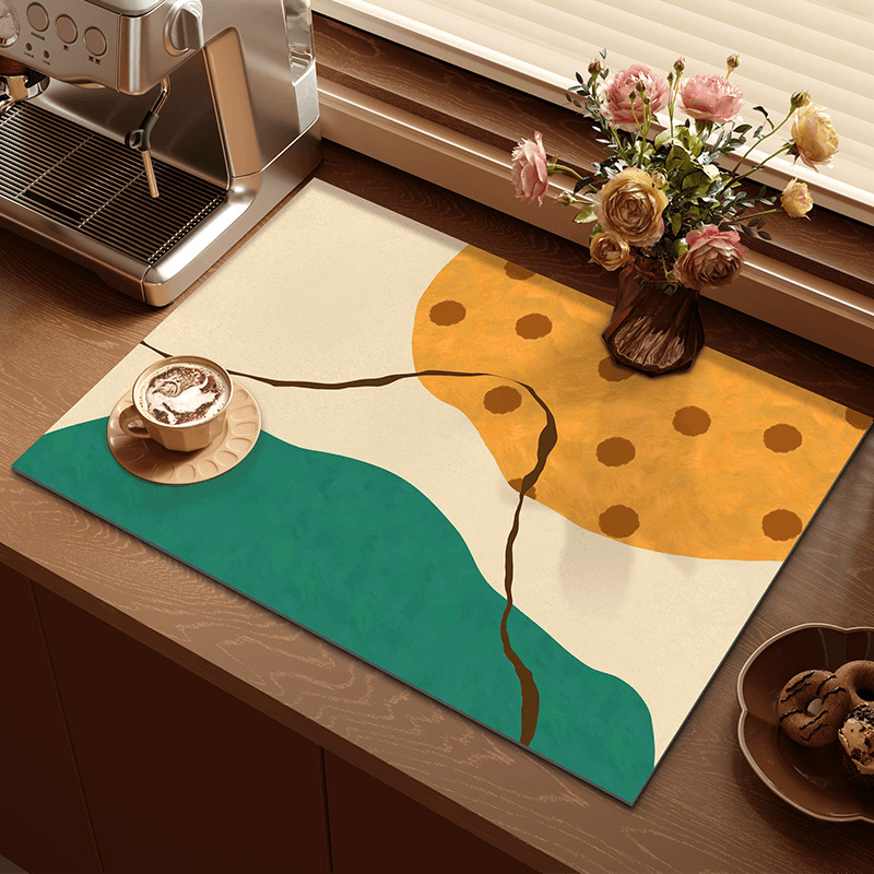 2-Piece Mountain Pattern Dopamine Drain Mat Set - 30x40cm Coffee Machine Mat