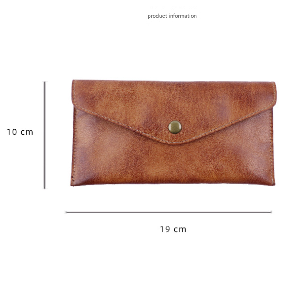 Coffee Vintage Japanese Style Full-Grain Leather Phone Wallet - Slim Envelope view 2