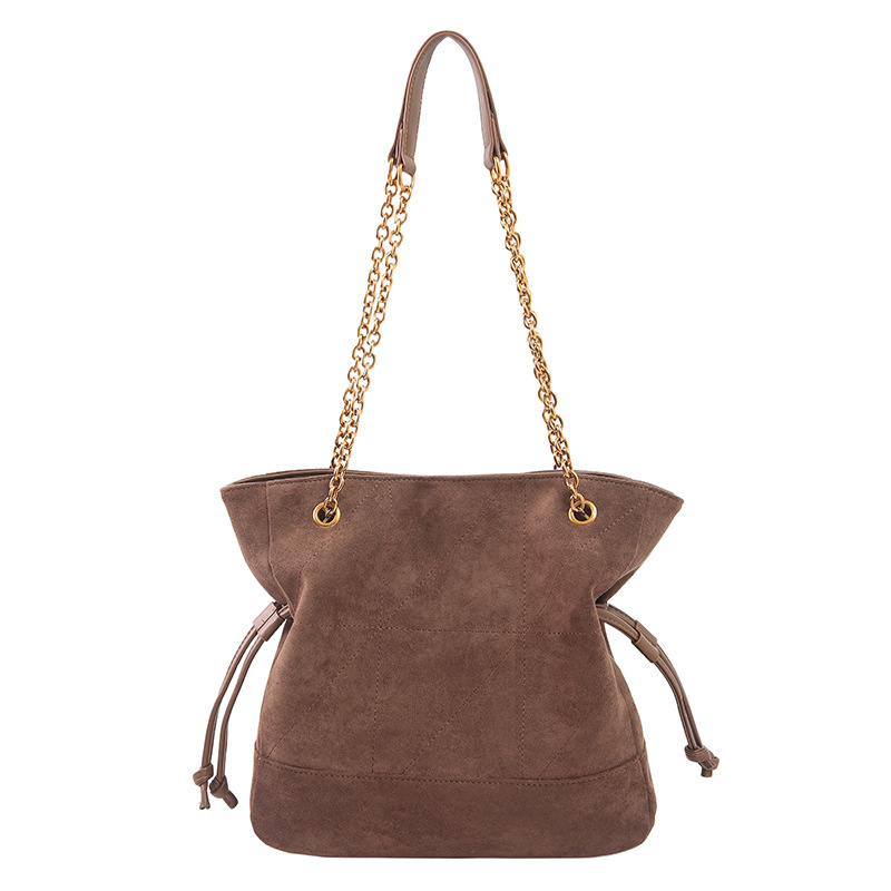 Coffee Chic Suede Hobo Bag for Women - Versatile Tote with Drawstring