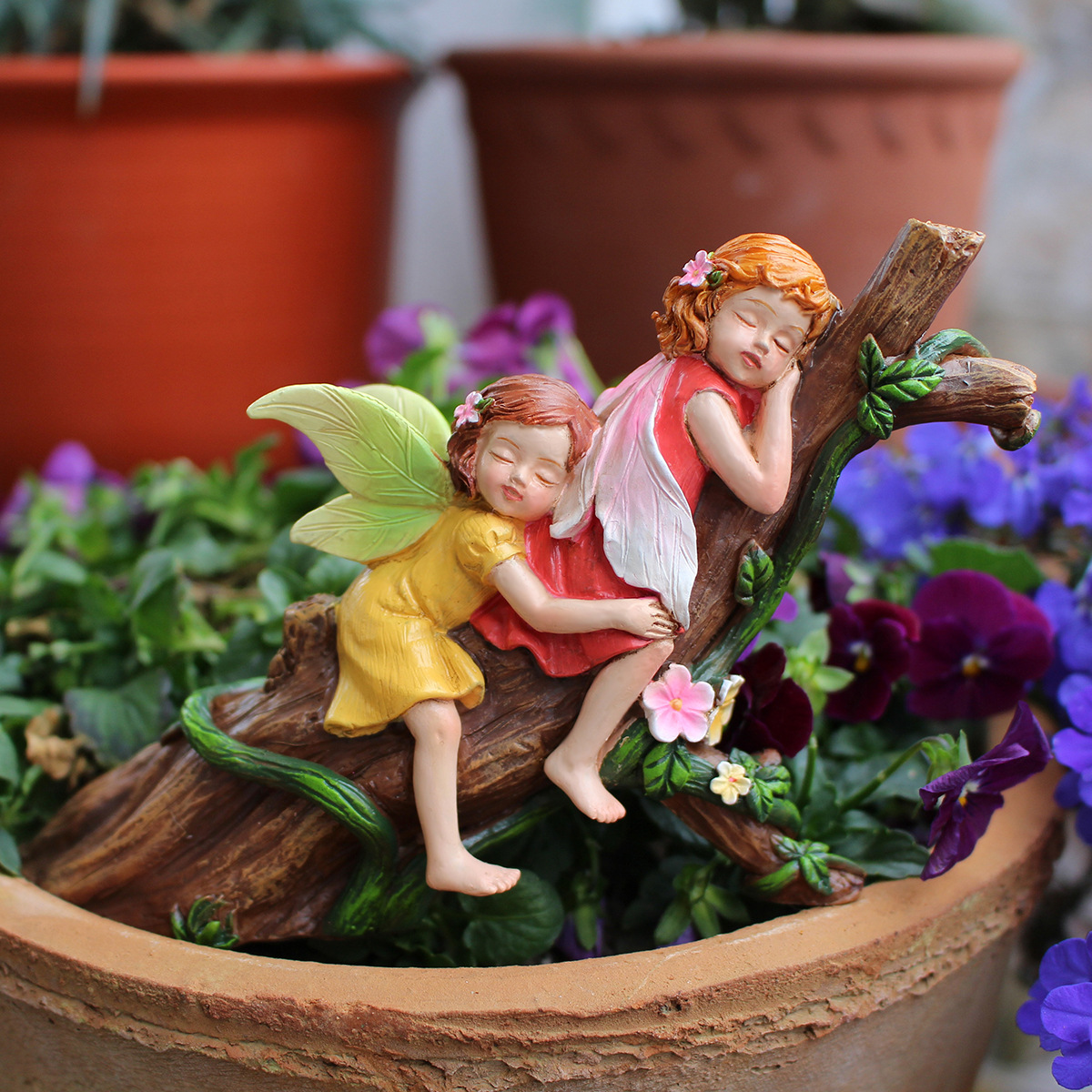 Garden Flower Fairy Resin Craft Ornament - Angel Decoration Micro Landscape view 2