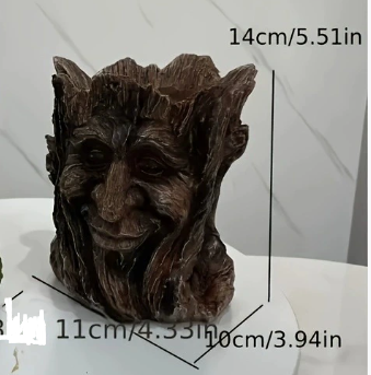 Resin Tree Stump Old Man Head Planter - Home & Garden Decor, Outdoor Pot Ornament view 3