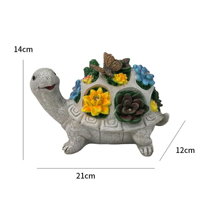Solar Powered Succulent Turtle Figurine - Garden & Courtyard Ambient Light view 2