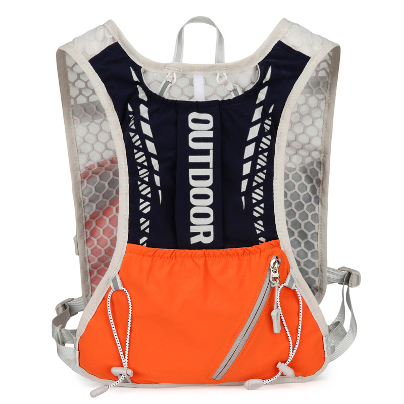 Orange 5L Breathable Hydration Vest Pack - Sweat-Wicking Running Bag