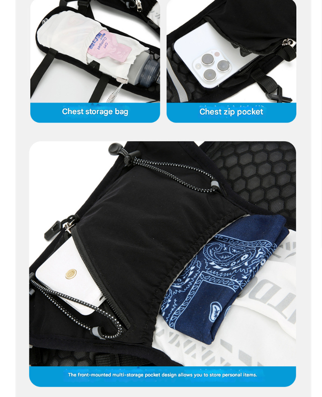 Black 5L Breathable Hydration Vest Pack - Sweat-Wicking Running Bag view 4