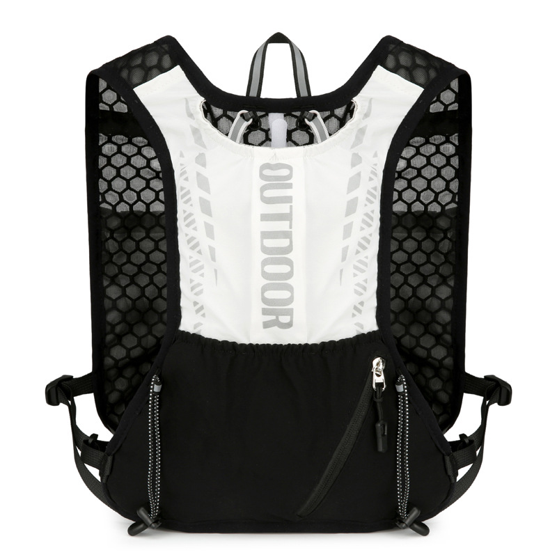 Black-white 5L Breathable Hydration Vest Pack - Sweat-Wicking Running Bag