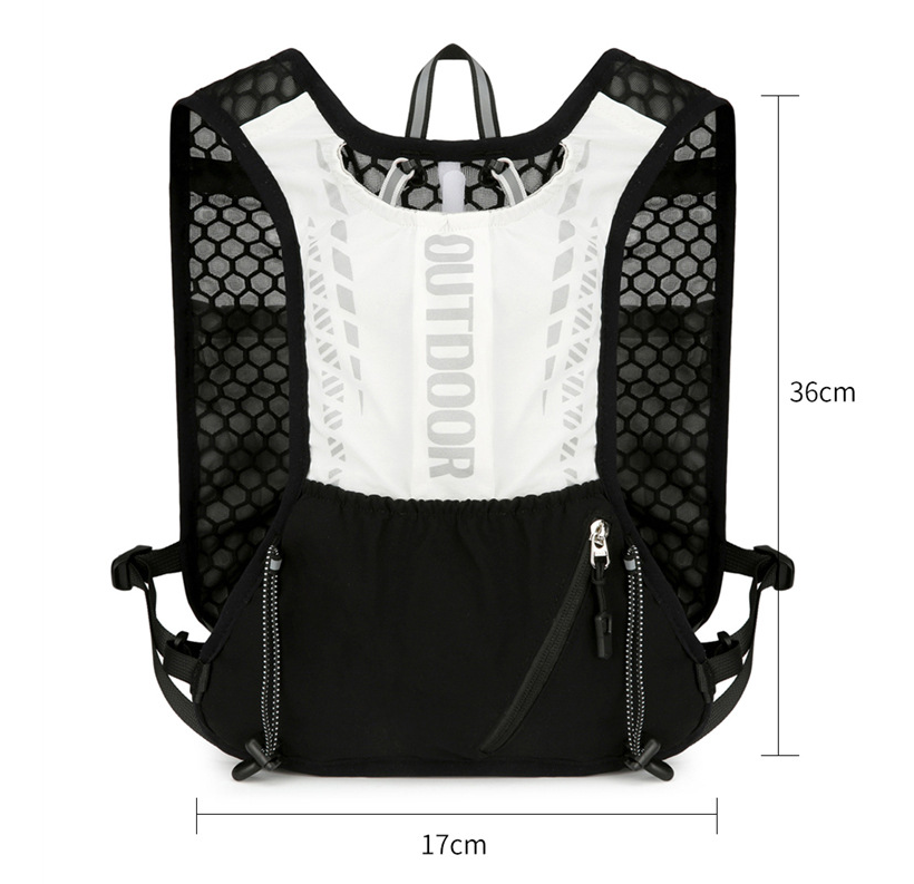 Black-white 5L Breathable Hydration Vest Pack - Sweat-Wicking Running Bag view 2