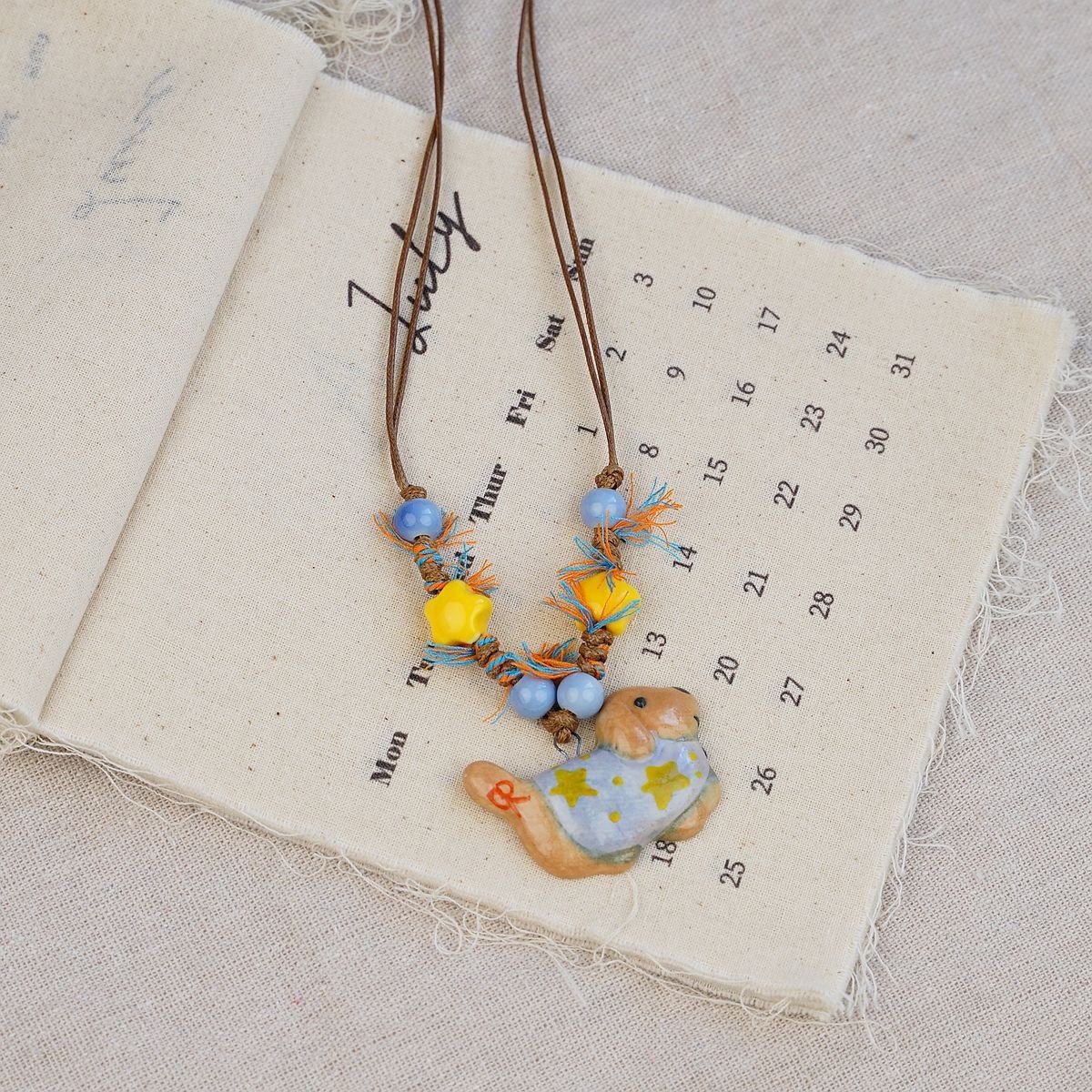 Random 4-Piece Set: Sweet & Fresh Ceramic Dachshund Dog Necklace - Cute Trendy view 2