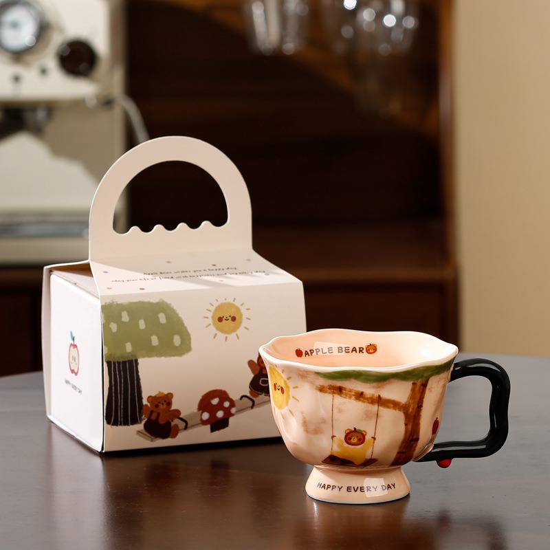 370ML Creative Artistic Ceramic Mug - Unique Water Cup with Hand-Painted Design