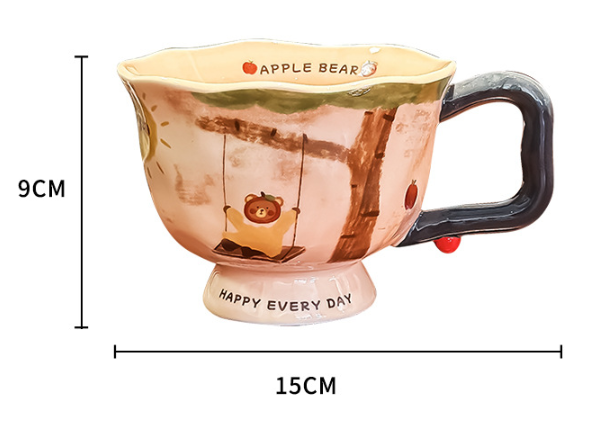 370ML Creative Artistic Ceramic Mug - Unique Water Cup with Hand-Painted Design view 2