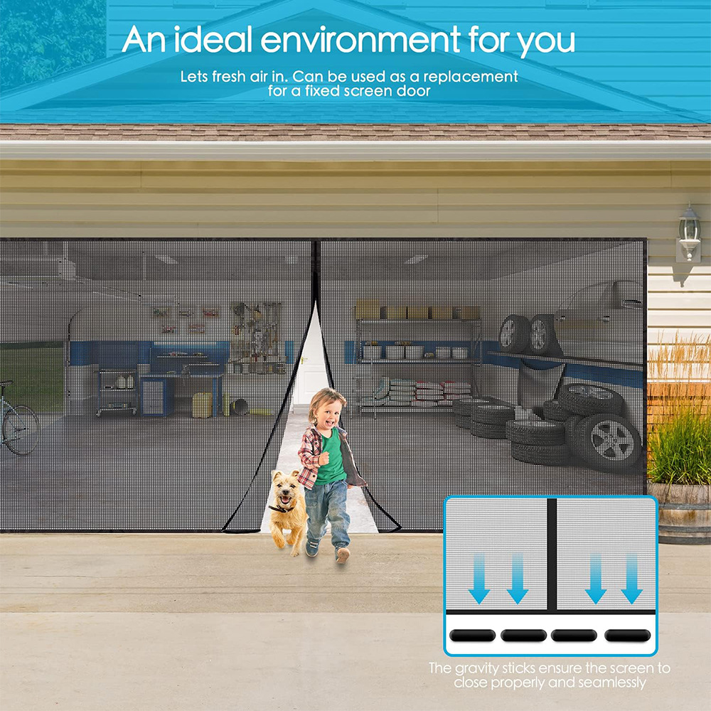 No-Drill Magnetic Garage Door Screen - Polyester Mosquito Net Curtain view 2