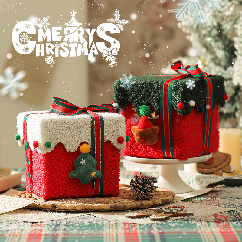 Red Green Premium 2-Piece Christmas Apple Gift Box Set - High-End Thick view 2