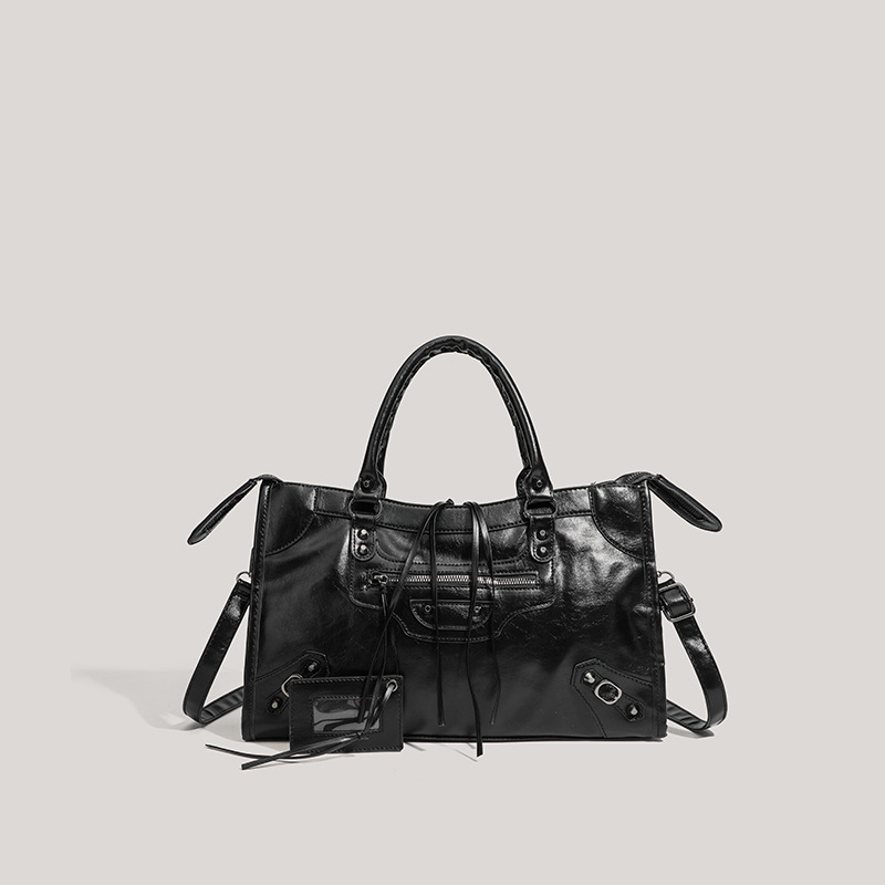Edgy Chic Rivet Motorcycle Bag - High-Fashion Shoulder Crossbody Handbag for