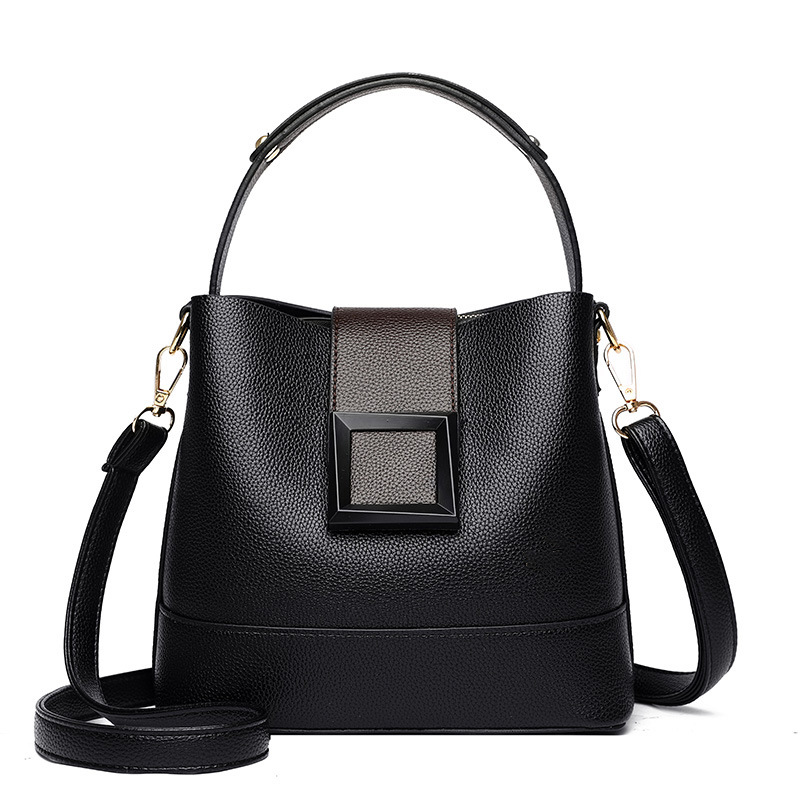 Black Versatile Bucket Bag - Stylish Trend Shoulder Handbag with Large