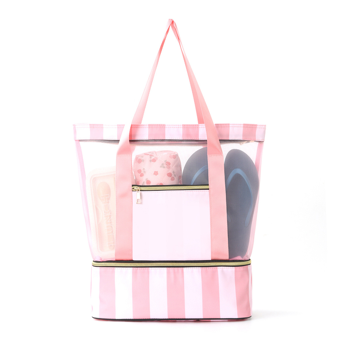 Pink 2-in-1 Large Capacity Beach Bag - Portable Swim & Travel Tote with