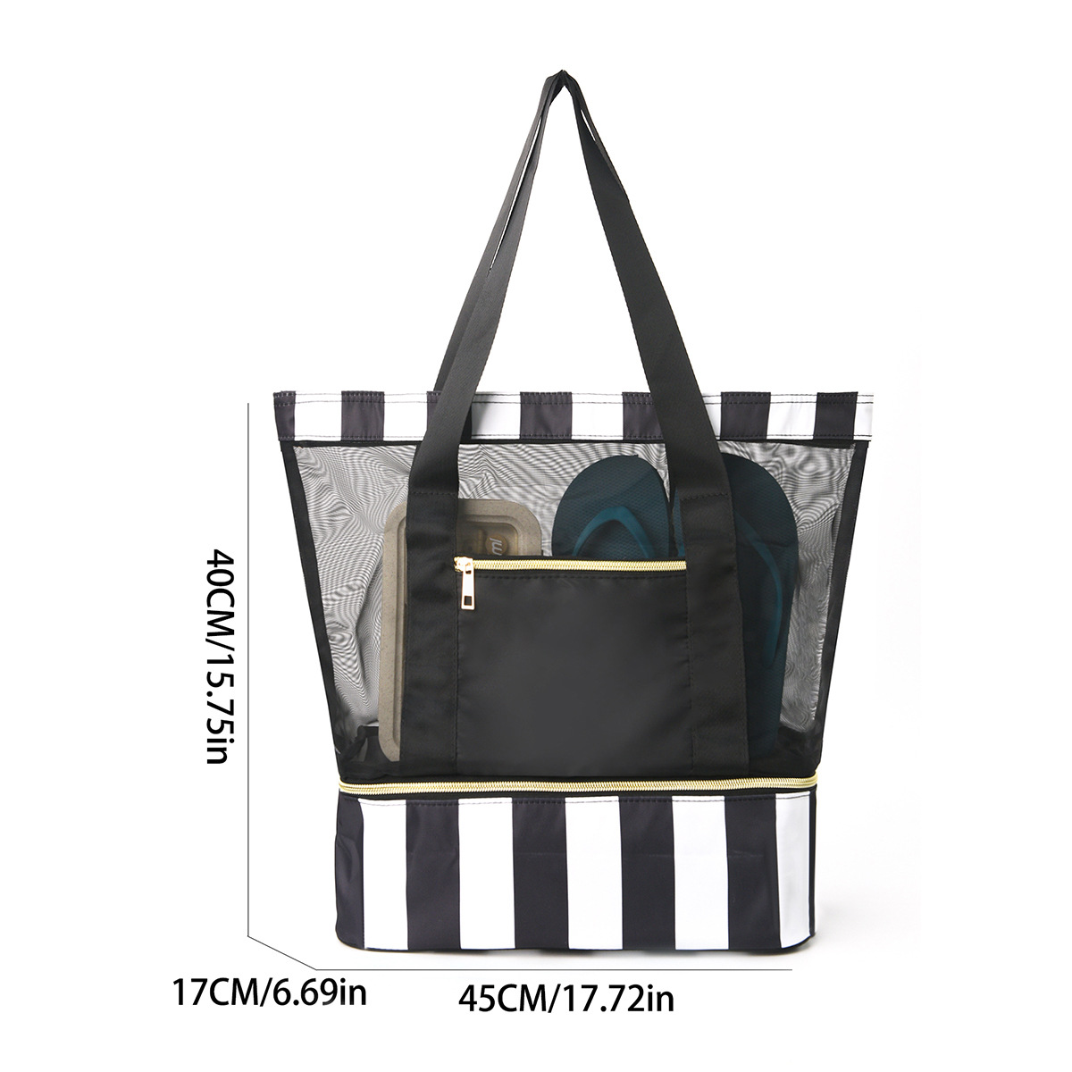 Black 2-in-1 Large Capacity Beach Bag - Portable Swim & Travel Tote with view 2