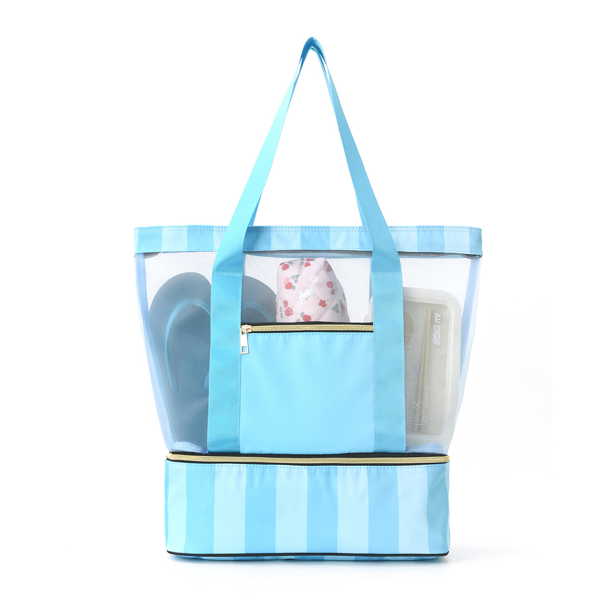 Blue 2-in-1 Large Capacity Beach Bag - Portable Swim & Travel Tote with