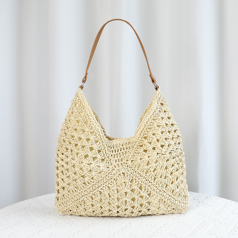 Beige Stylish Woven Shoulder Bag - Fashionable Versatile Handbag & Crossbody