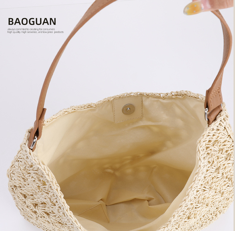 Beige Stylish Woven Shoulder Bag - Fashionable Versatile Handbag & Crossbody view 3