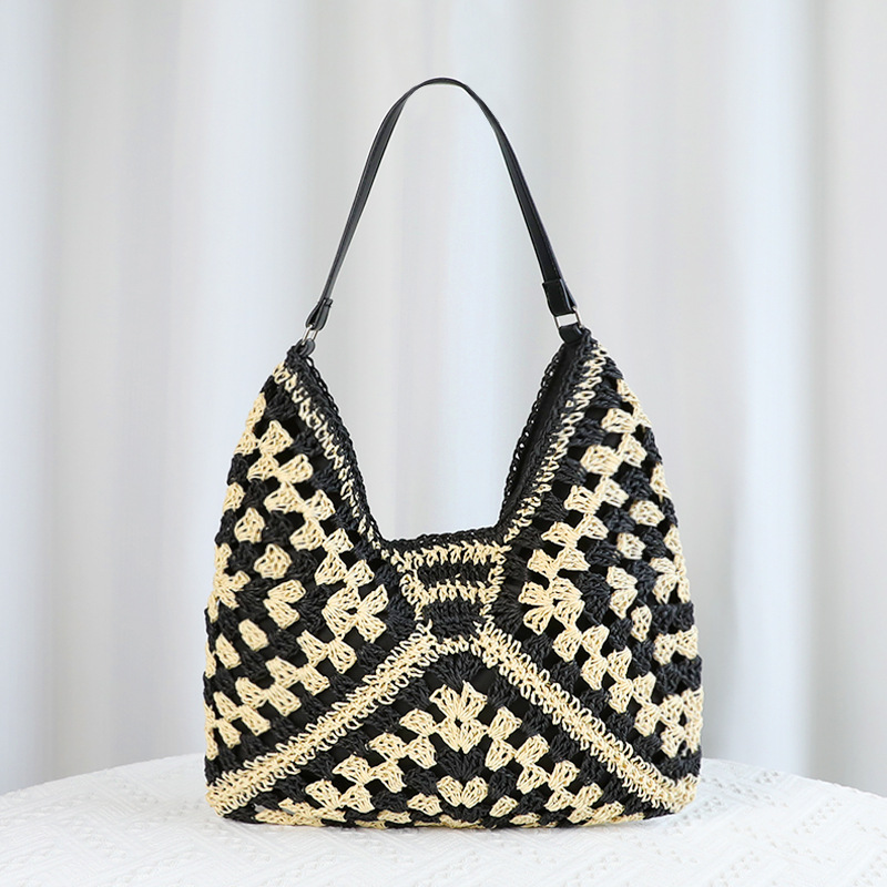 Black Stylish Woven Shoulder Bag - Fashionable Versatile Handbag & Crossbody