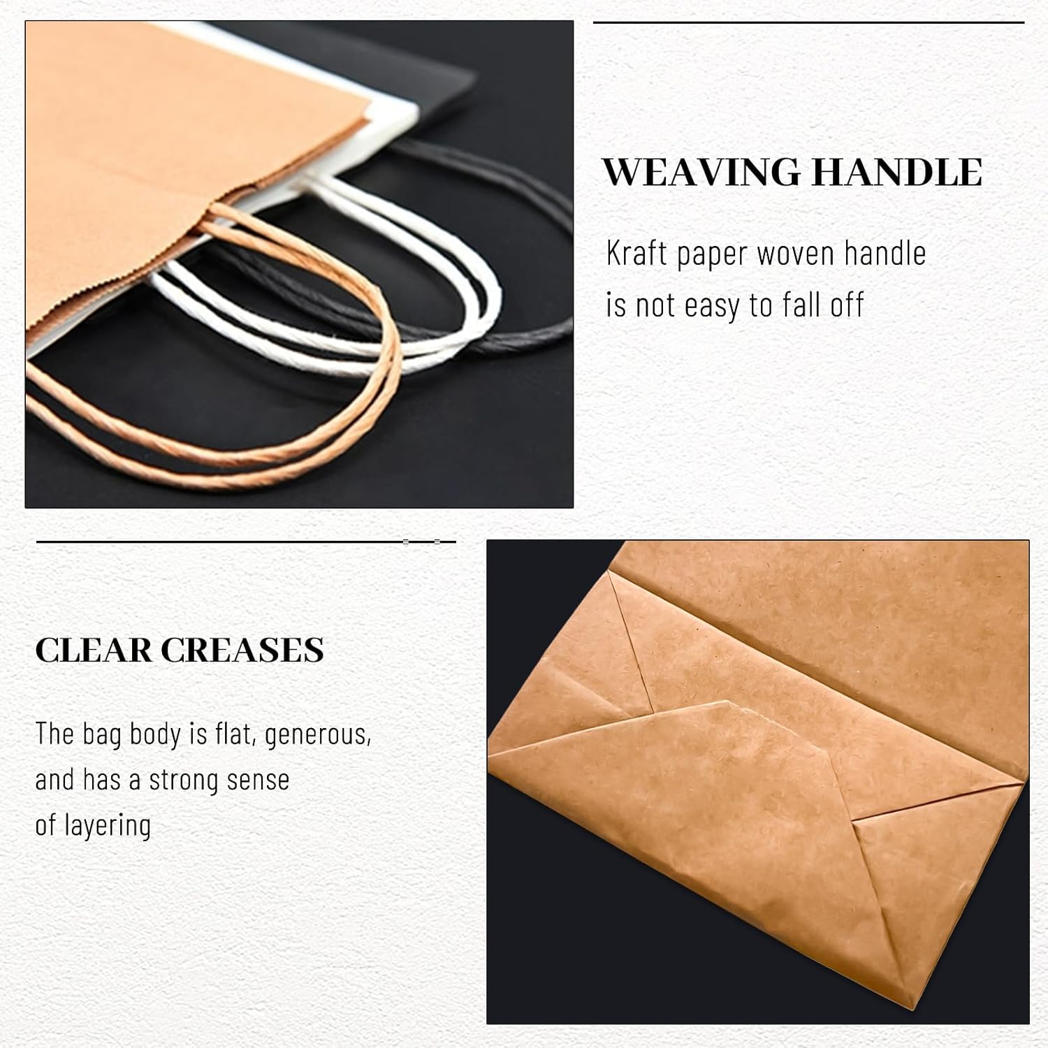 Gift Bags 8.25"X5.9 "X3.15" 100pcs Brown Kraft Paper Bag with Handles for view 4