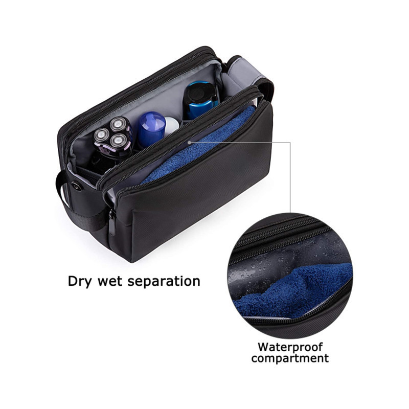 Black Large Capacity Travel Toiletry Bag - Splash-Proof Organizer for Men's view 3