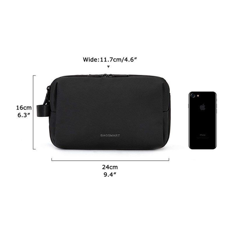 Black Large Capacity Travel Toiletry Bag - Splash-Proof Organizer for Men's view 5