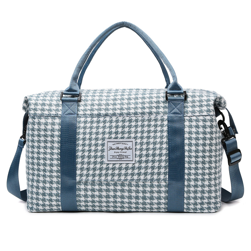 Blue Expandable Large Capacity Travel Bag - Short Trip Duffle with Trolley Sleeve