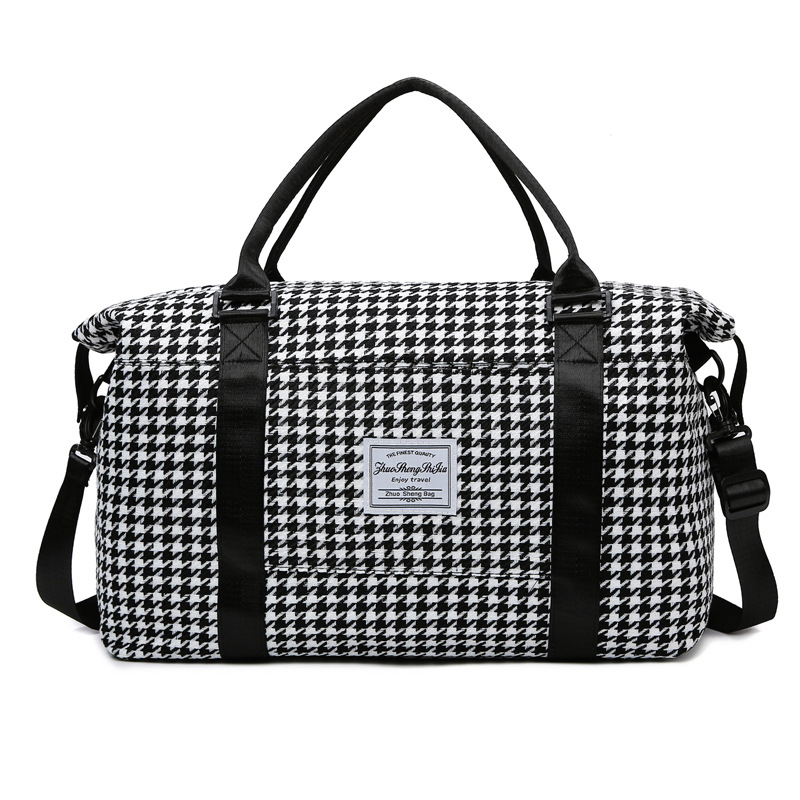 Black Expandable Large Capacity Travel Bag - Short Trip Duffle with Trolley Sleeve