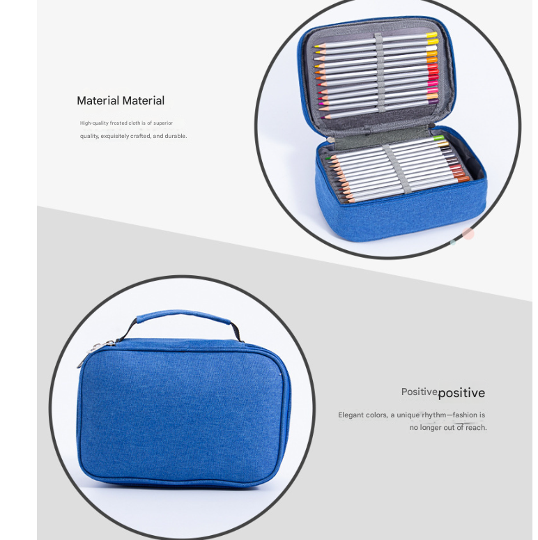 Blue Large Capacity 72-Slot Pencil Case - Multi-functional Oxford Cloth view 4