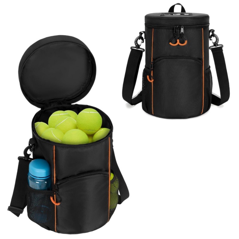 Black Versatile Tennis Baseball Lacrosse Bag with Multiple Pockets - Portable