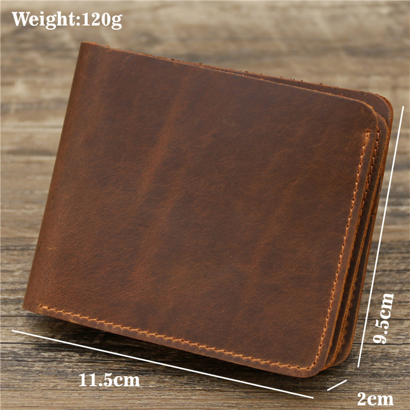 Dark Brown Men's Crazy Horse Leather Wallet - Genuine Leather Bifold Card Holder view 2