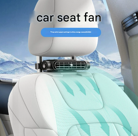 Black Car Seat Headrest Fan - USB Powered Bladeless Rear Seat Fan for Vehicle view 2