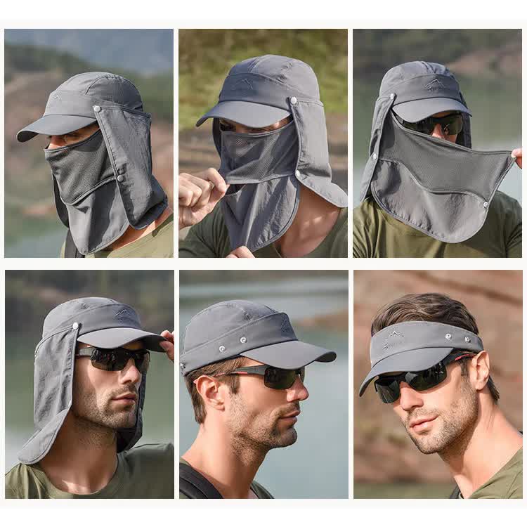 Blue UV Protection 4-in-1 Outdoor Sun Hat with Removable Flaps view 2
