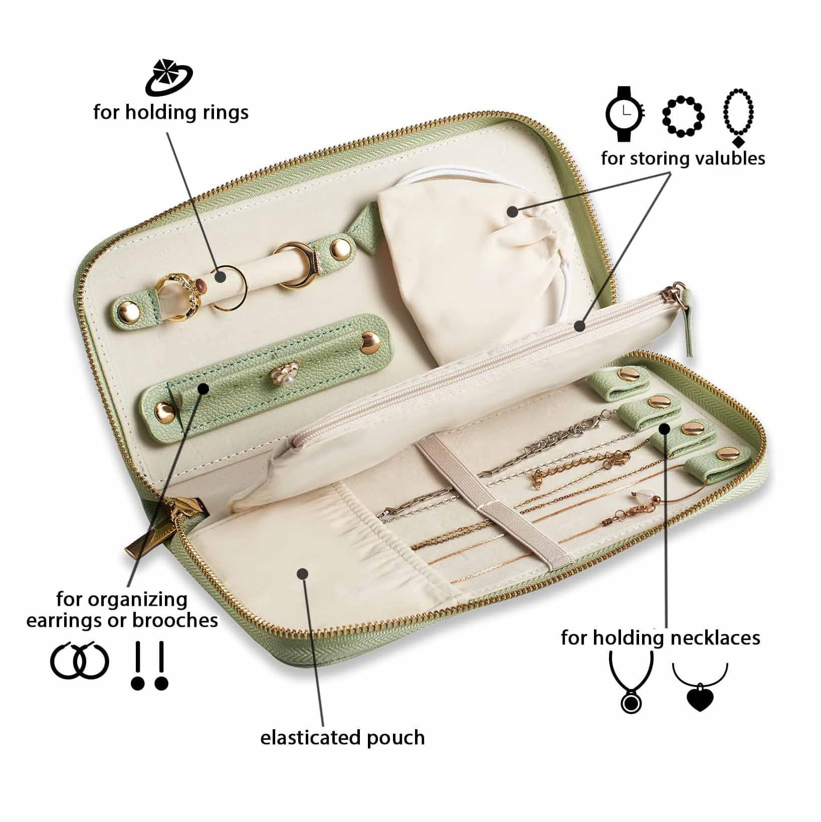 Green Portable Travel Jewelry Organizer - Anti-Tangle Storage for Necklaces view 2