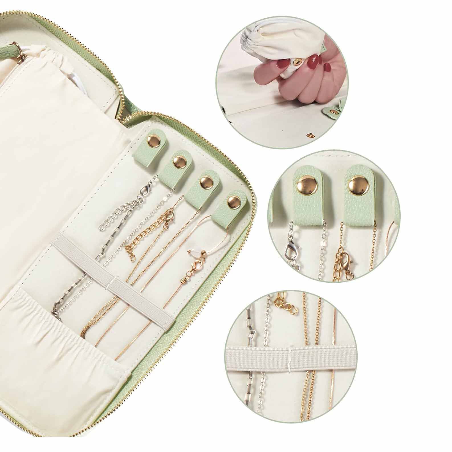 Green Portable Travel Jewelry Organizer - Anti-Tangle Storage for Necklaces view 3