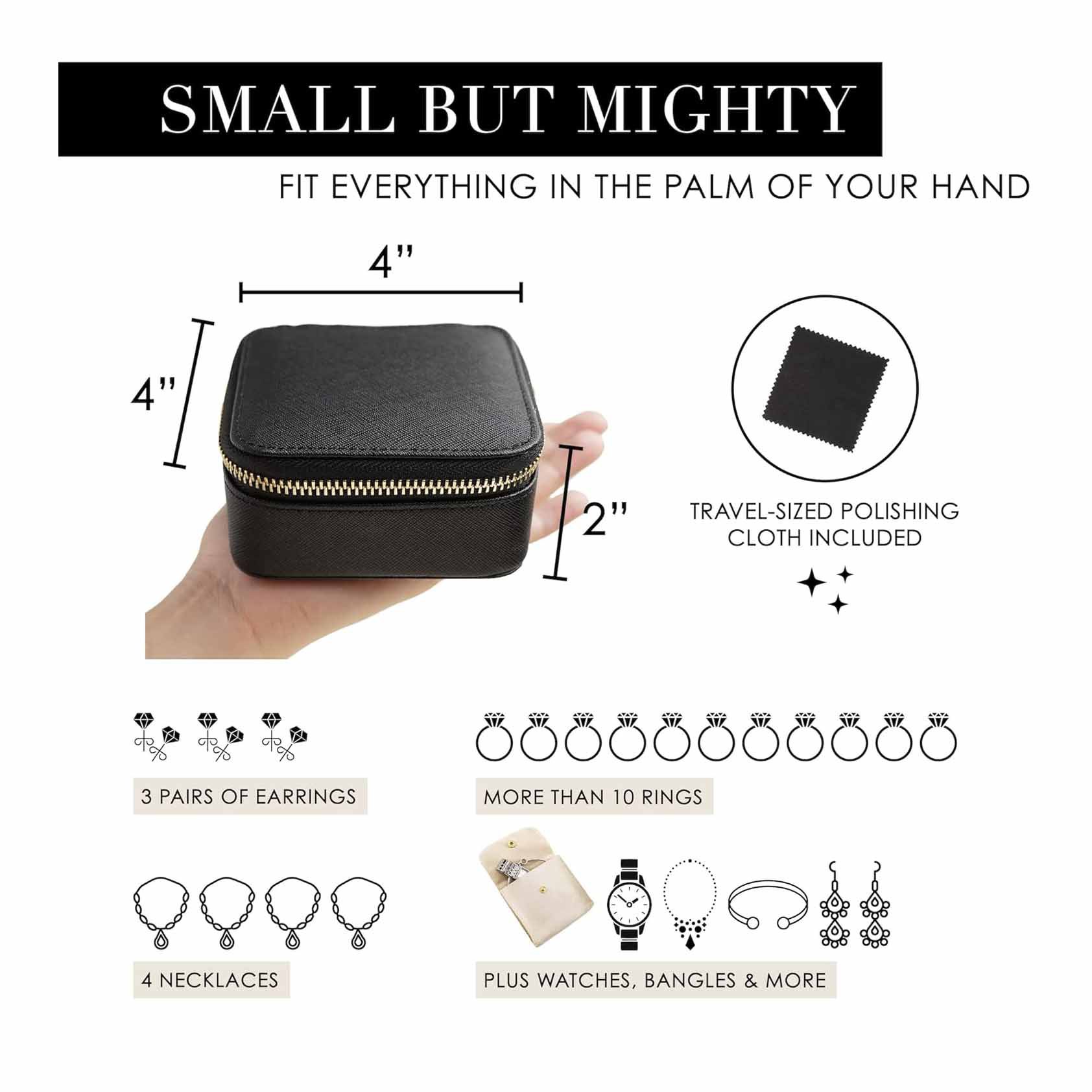 Brown "Small But Mighty" Leather Jewelry Box - Portable Organizer for Earrings view 4
