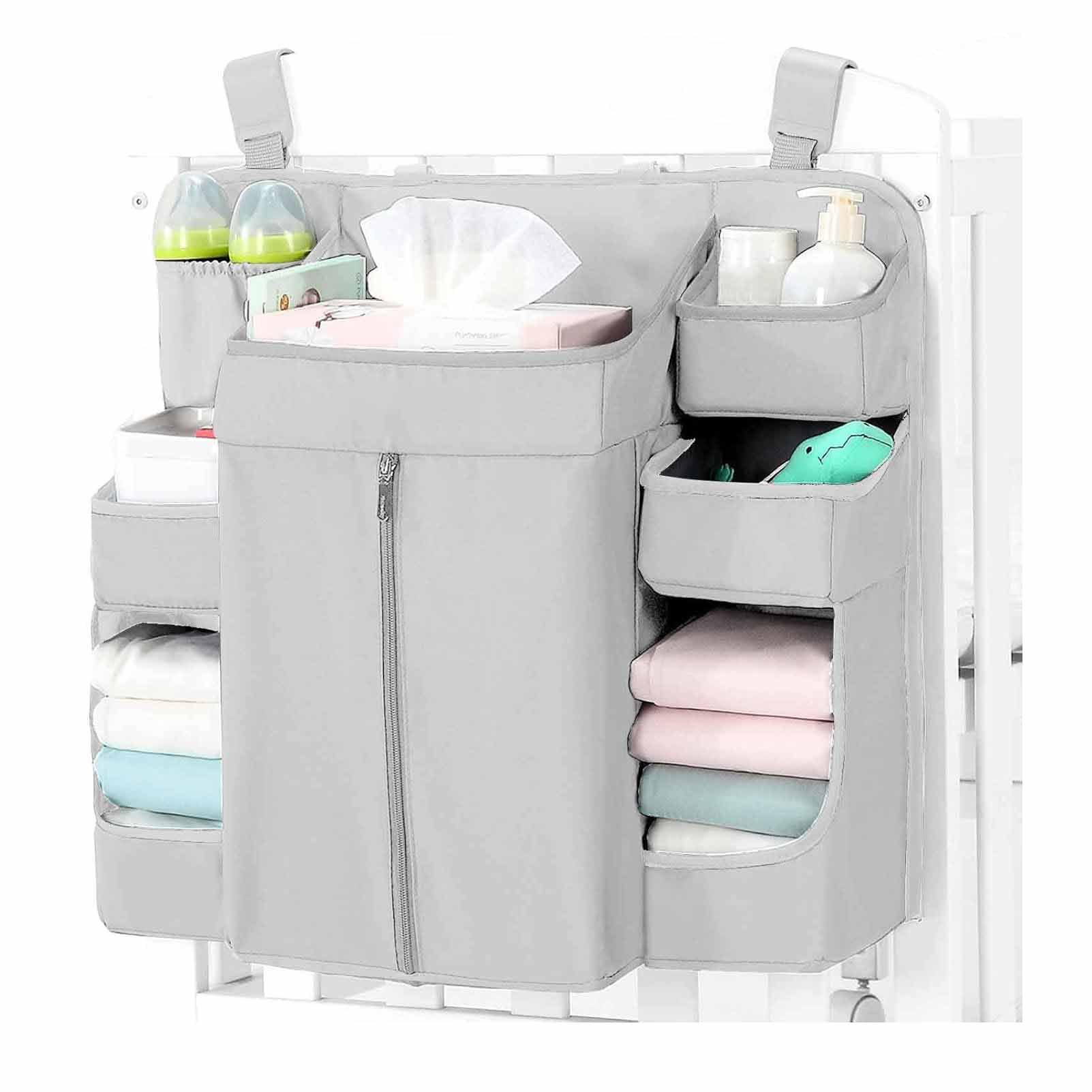 Light Grey Nursery Storage Organizer - Heavy Duty Reinforced Hanging Diaper