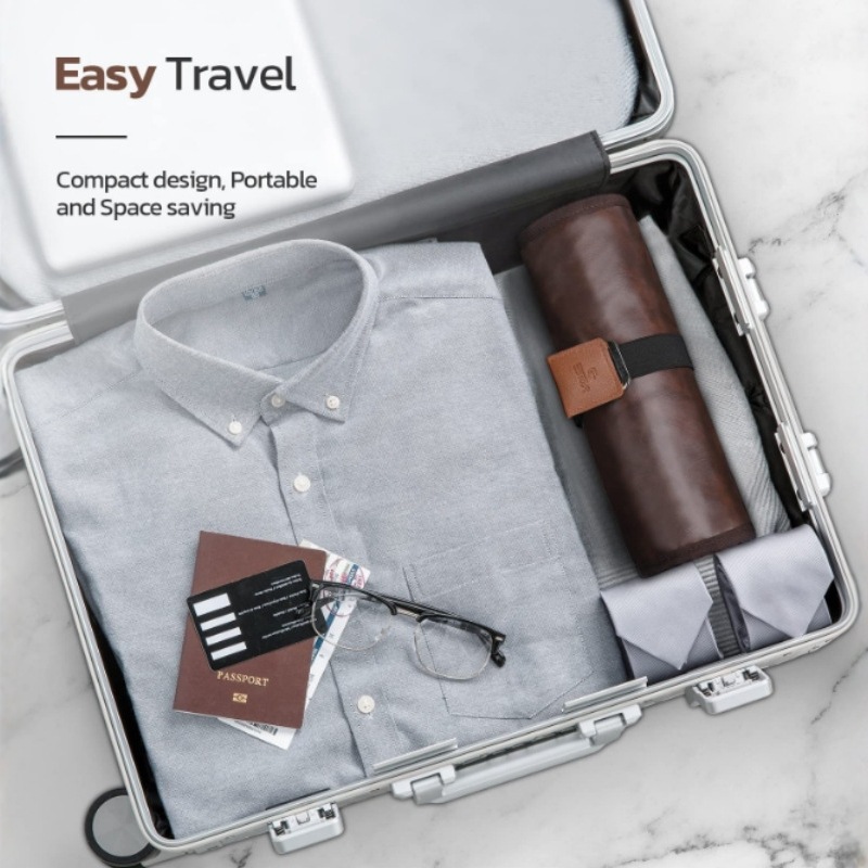 Black Men's PU Leather Toiletry Bag - Waterproof Travel Organizer for Shaving view 3
