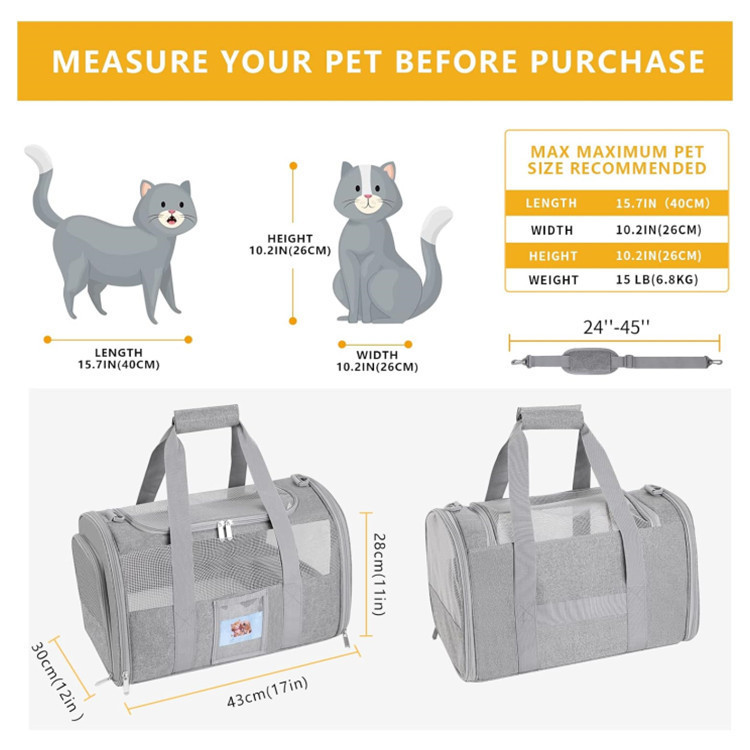 Black Large Cat & Small Dog Carrier - Soft-Sided view 5