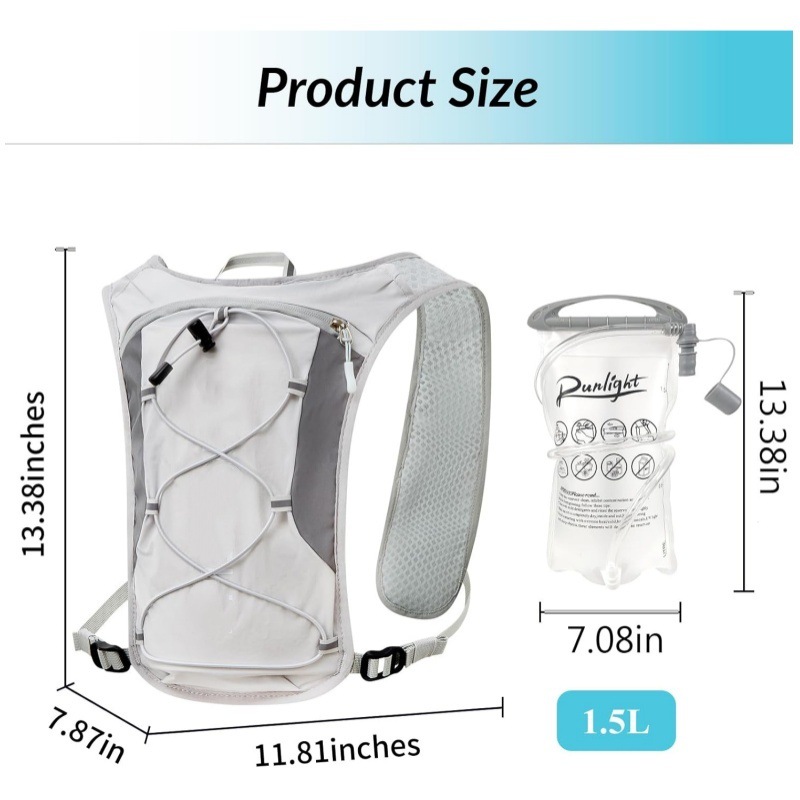 Grey Lightweight Hydration Backpack with 1.5L Water Bladder Compact Cycling view 4