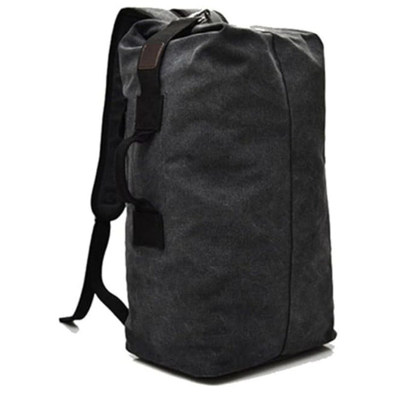 Black Vintage Canvas Backpack Large Capacity Rucksack for Travel and Hiking