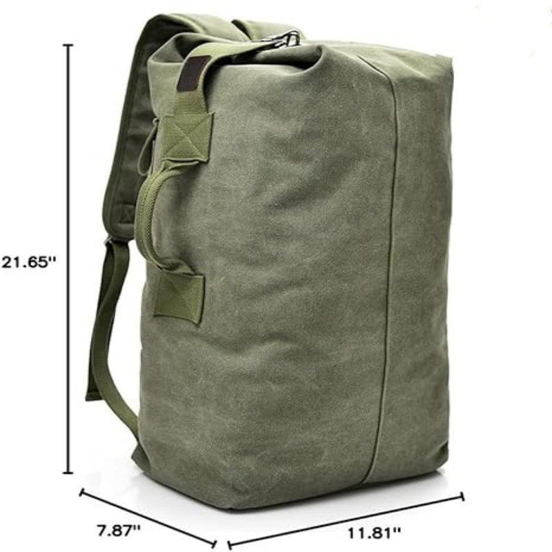 Black Vintage Canvas Backpack Large Capacity Rucksack for Travel and Hiking view 3