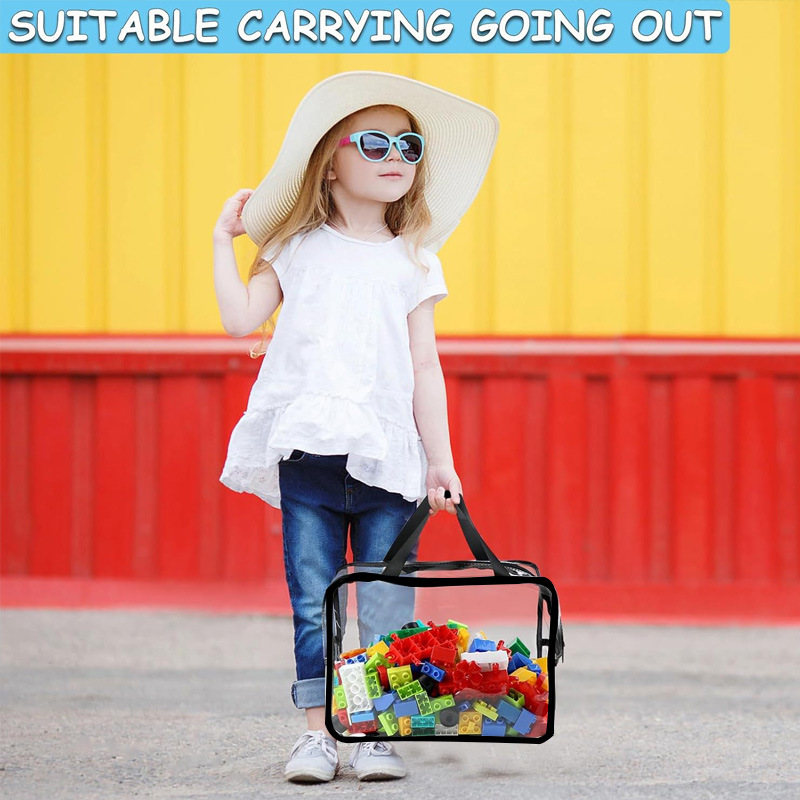 6 Pack Clear PVC Toy Storage Bags Waterproof Zippered Organizer for Puzzles view 3