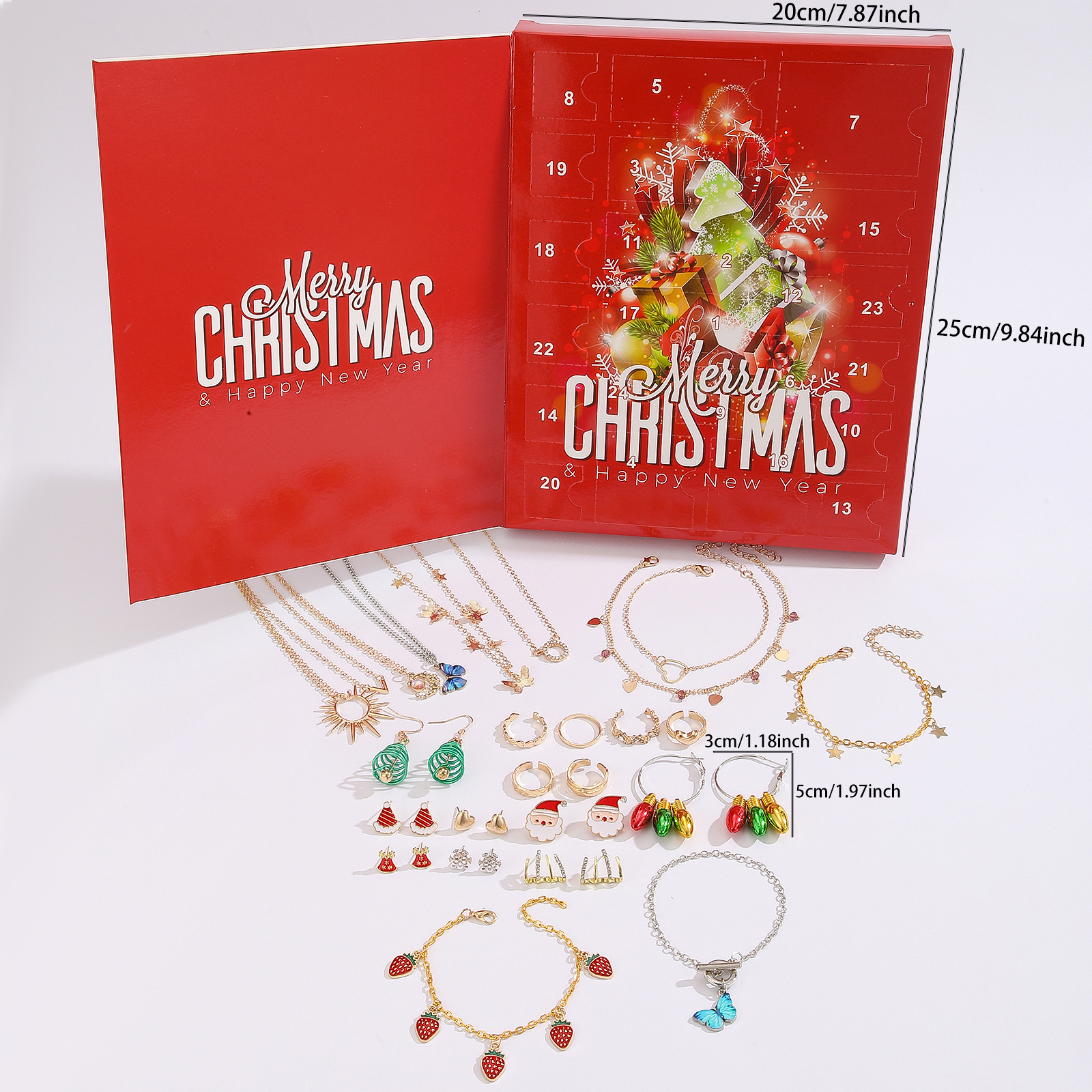 Santa Claus Edition Christmas Jewellery Advent Calendar 24 Day Countdown Blind view 3