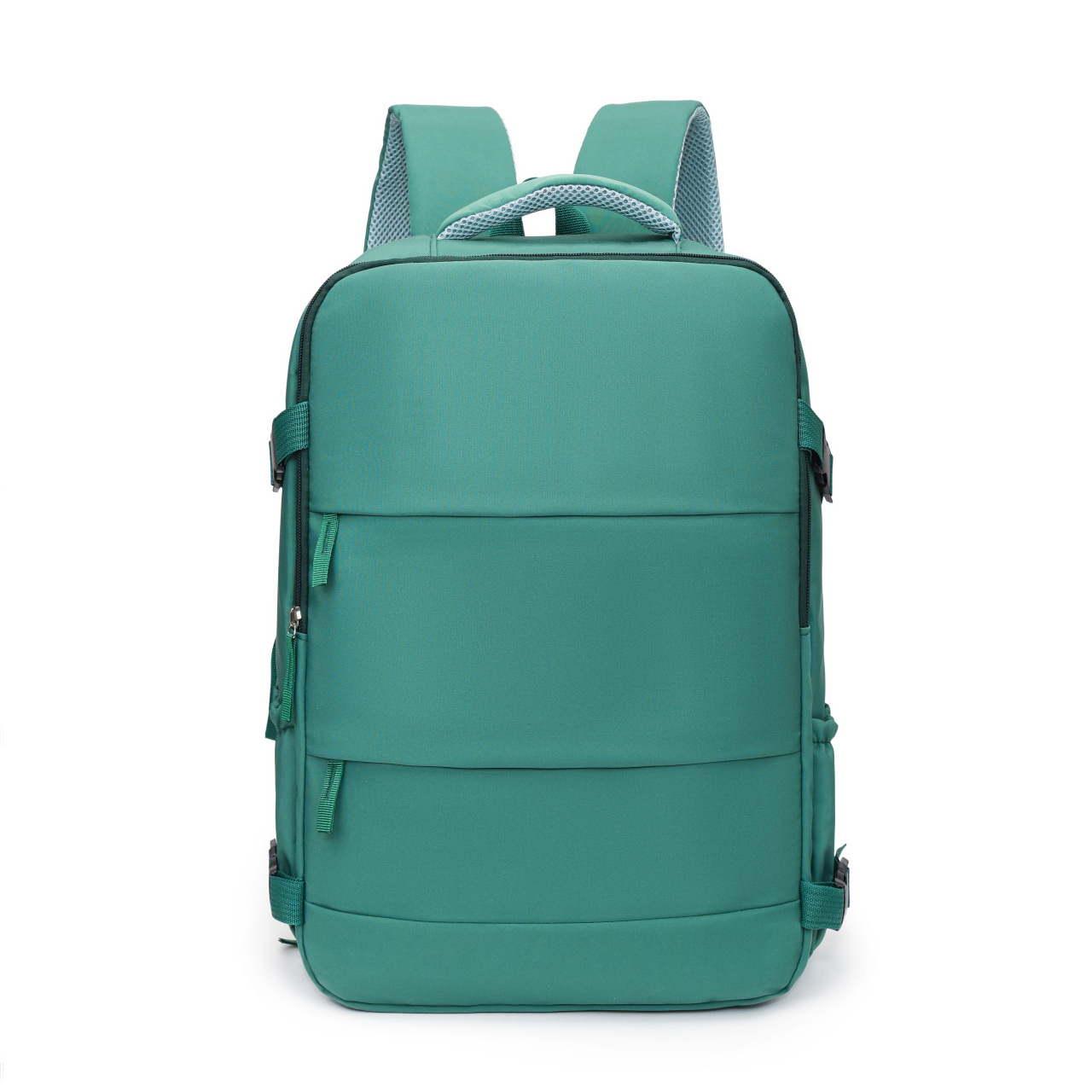 Green 25L Travel Laptop Backpack with Shoe Compartment 180 Degree Opening