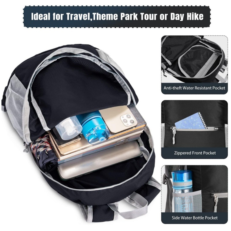 Green Ultra Lightweight Foldable Backpack Packable Daypack Compact Travel view 4