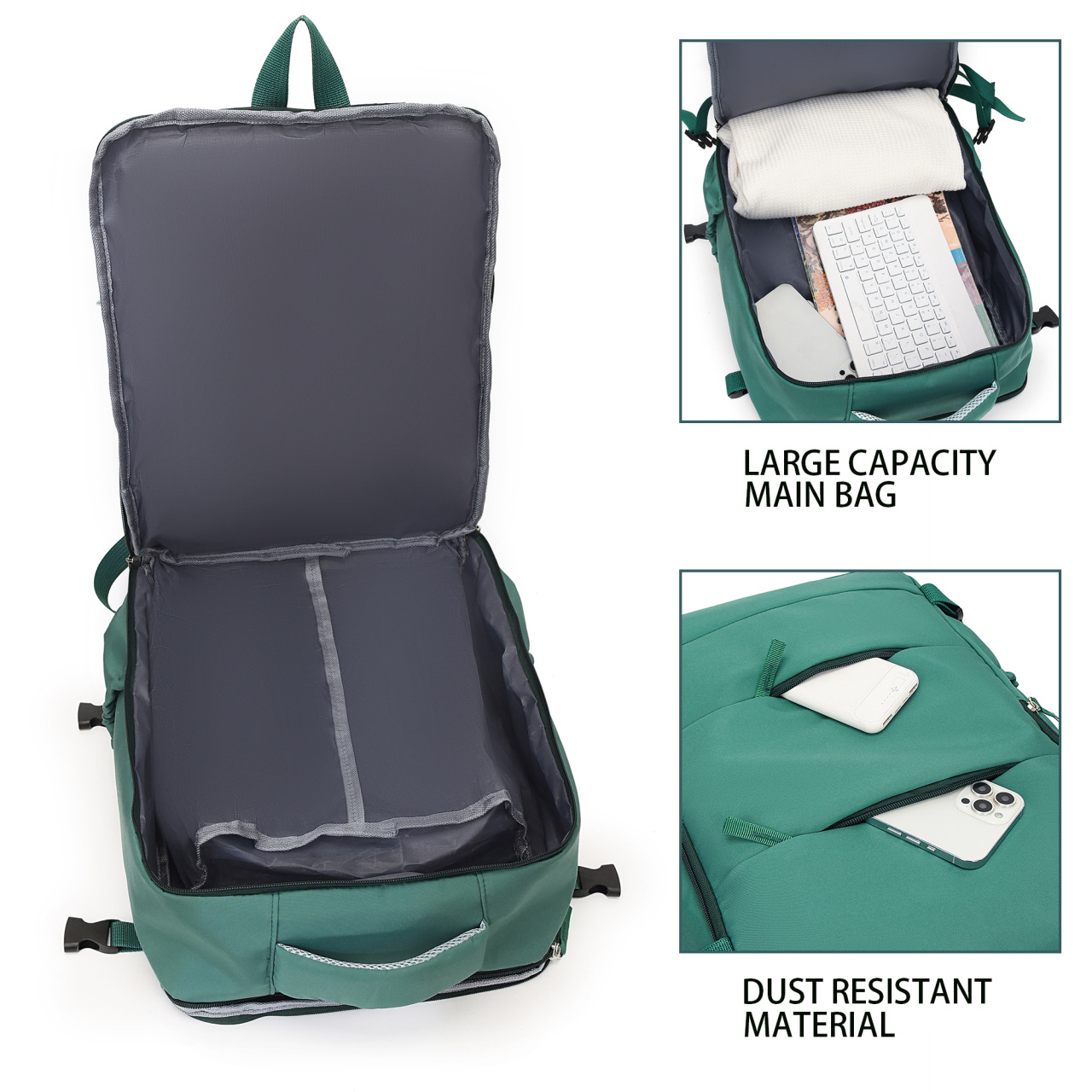 Light Green 25L Travel Laptop Backpack with Shoe Compartment 180 Degree view 4
