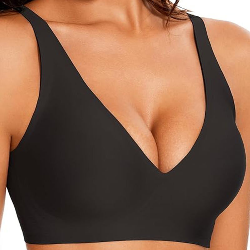 XXXXL Black Women Seamless Wire-Free Bra Comfortable Full Coverage Bralette