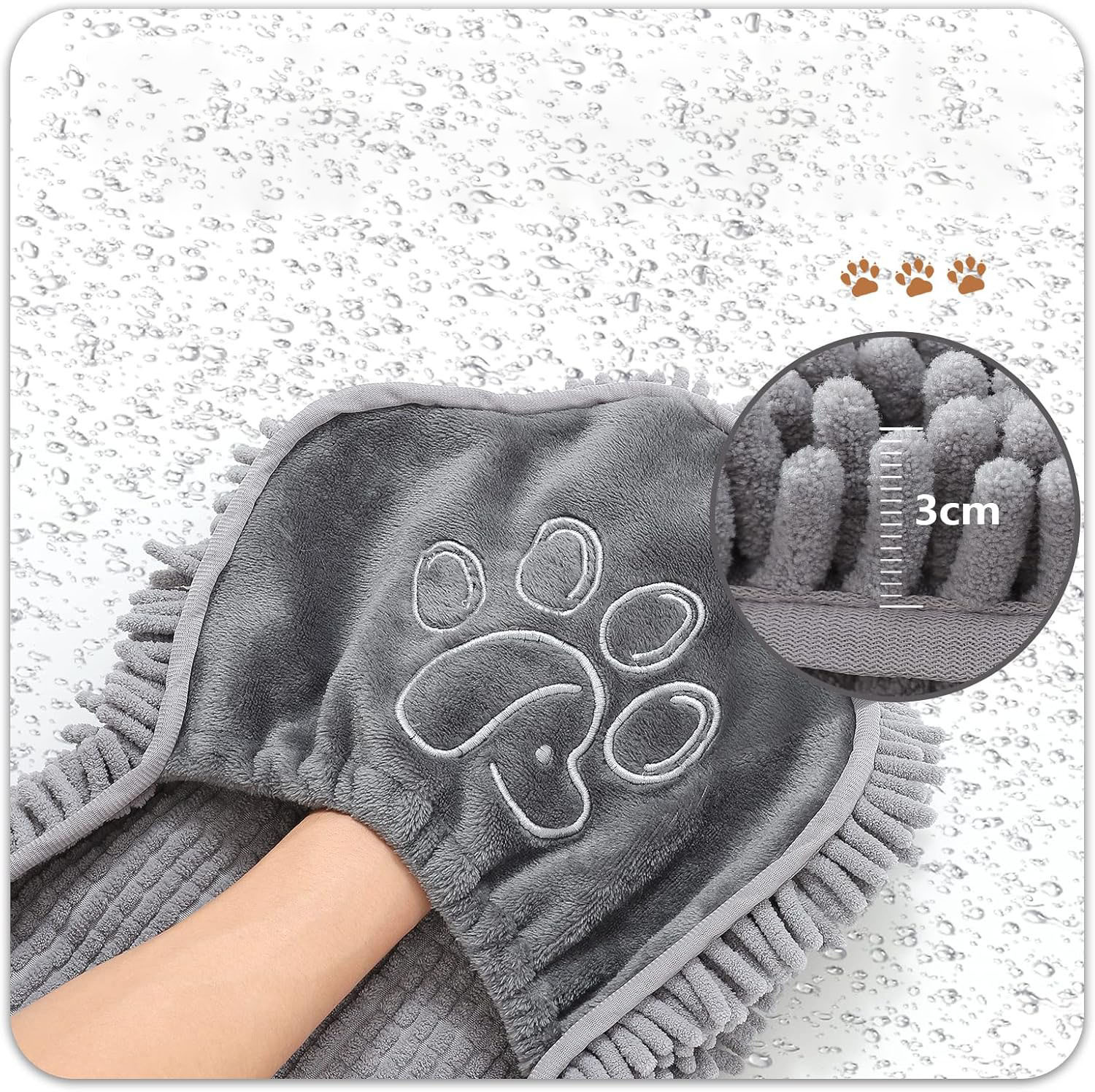 Yellow Super Absorbent Pet Drying Towel with Hand Pockets Soft Chenille view 3